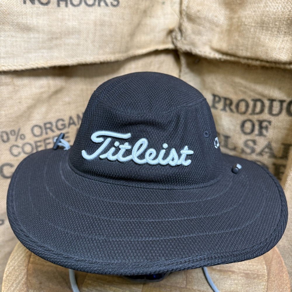 Titleist Tour Aussie Hat Adjustable Moisture Wicking Footjoy Pro V1 Black Golf - Picture 6 of 6